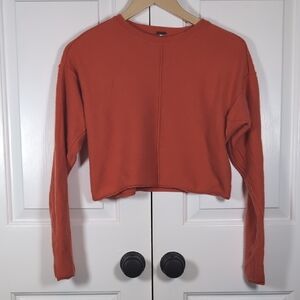 Free People Orange Cashmere Silk Blend Cropped Sweater cozy soft knit boho chic